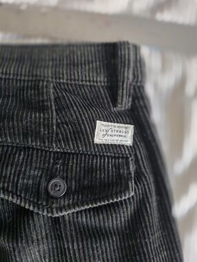 Levi's Plaid Black Brown XX Chino Relaxed Corduroy Straight-Leg Pants